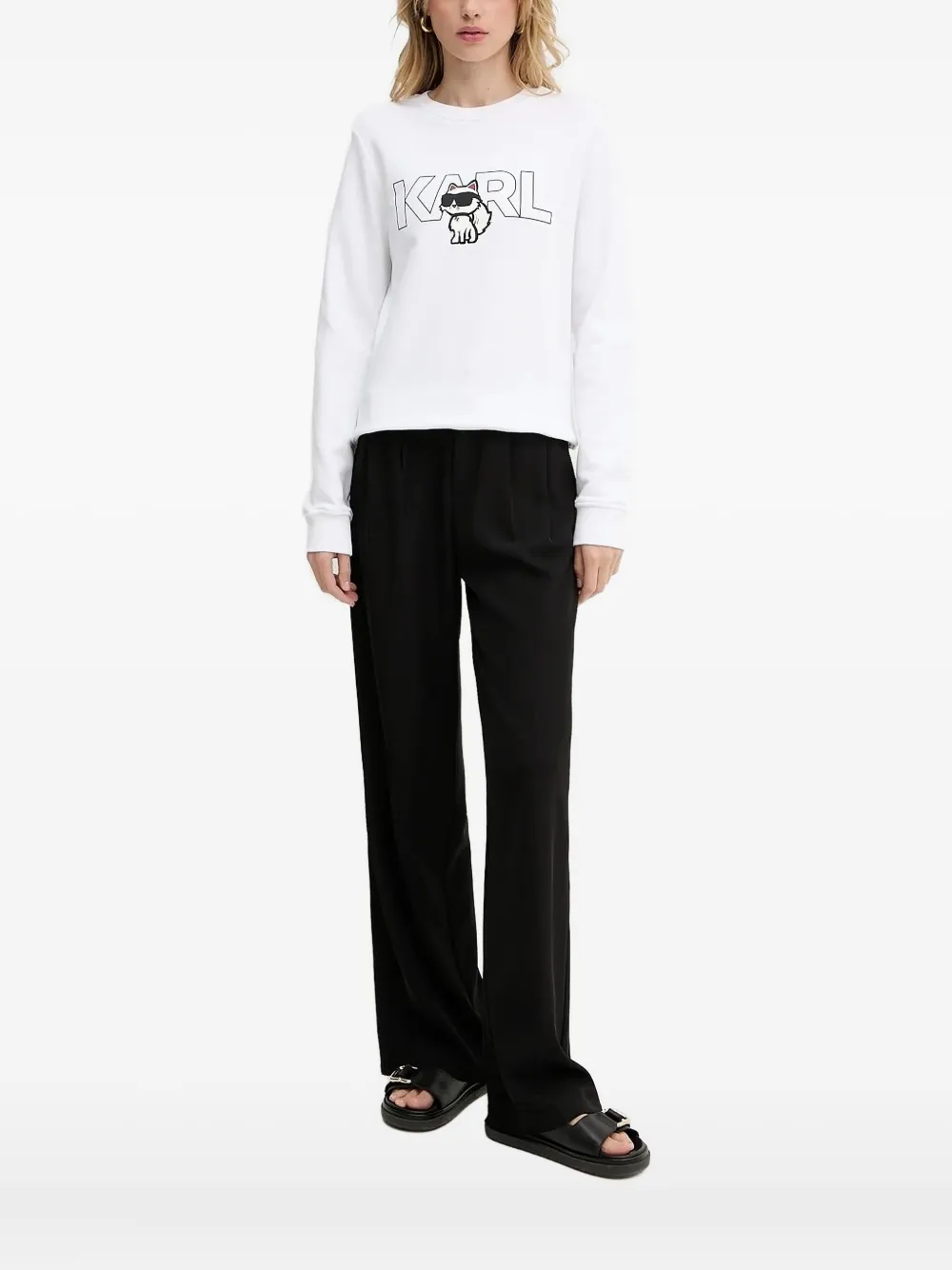 Karl Lagerfeld logo-print cotton sweatshirt Wit