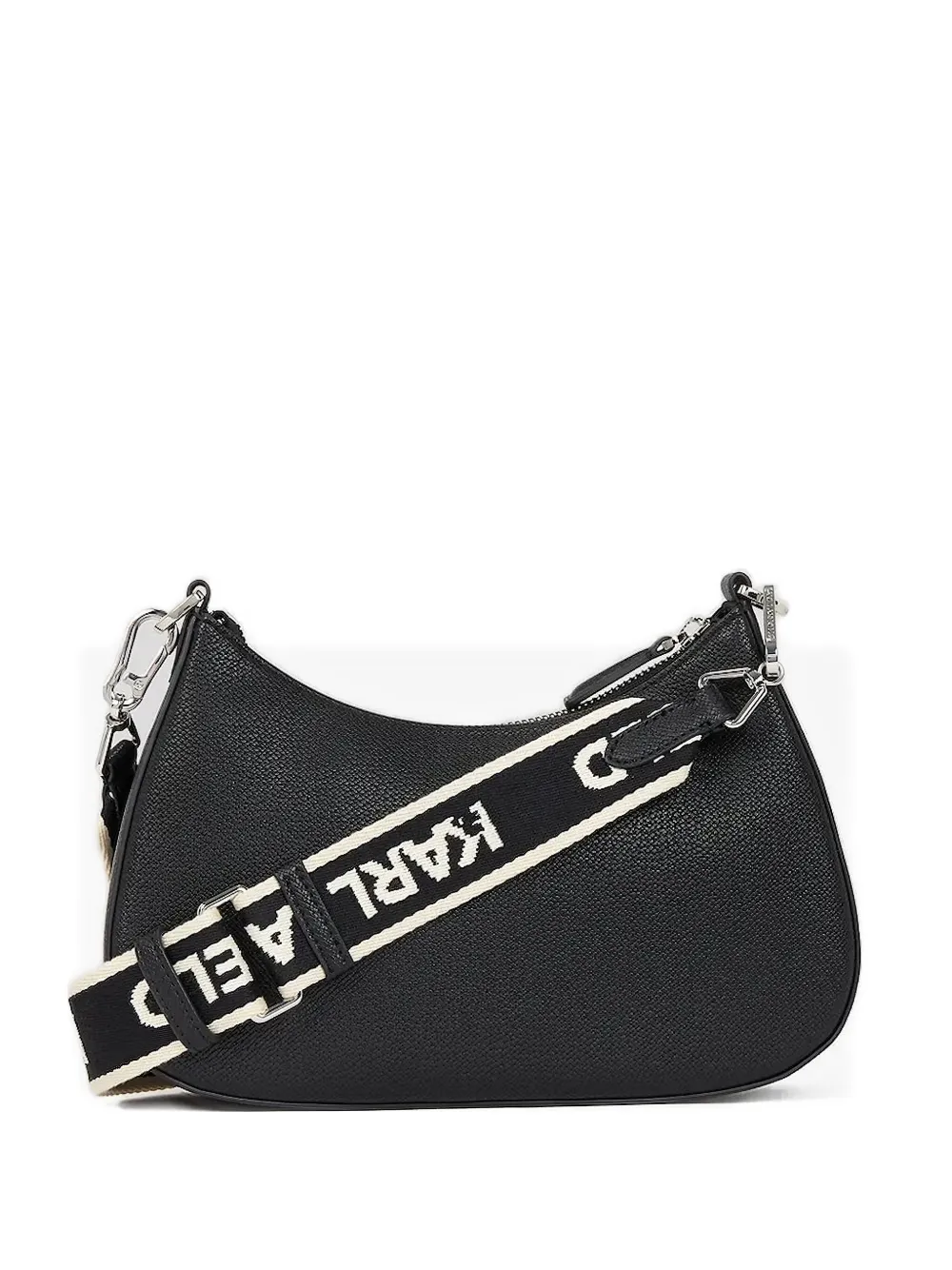 Karl Lagerfeld logo-lettering curved cross body bag Zwart