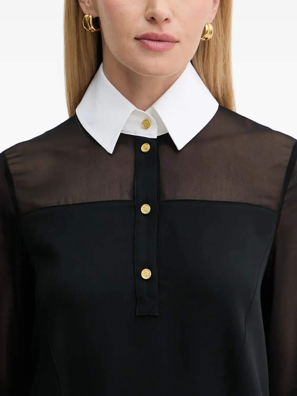 Karl Lagerfeld Mini-jurk met contrasterende kraag Zwart