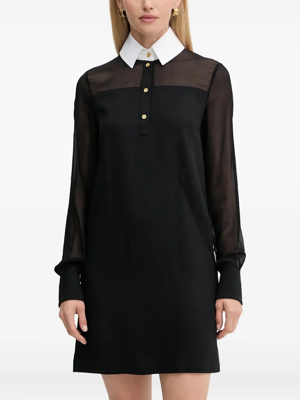 Karl Lagerfeld Mini-jurk met contrasterende kraag Zwart
