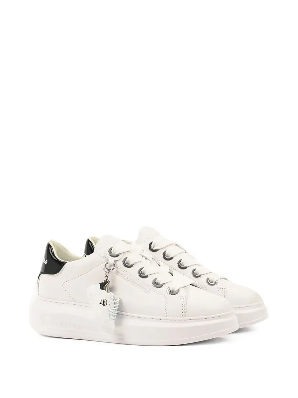 Karl Lagerfeld Kapri keychain patent-leather sneakers White
