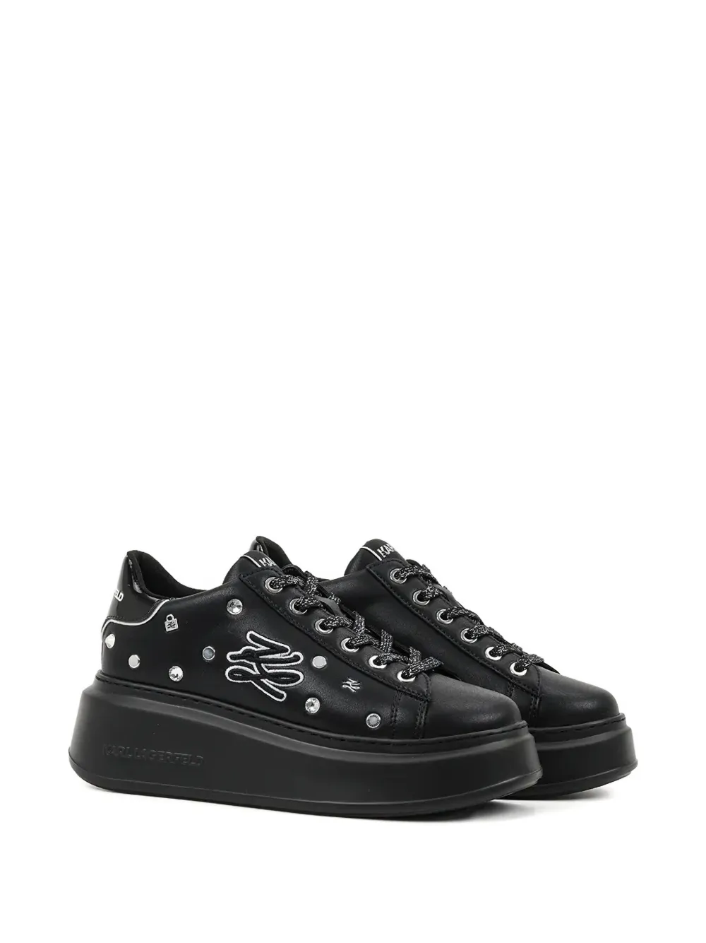 Karl Lagerfeld crystal-embellished platform sneakers - Zwart