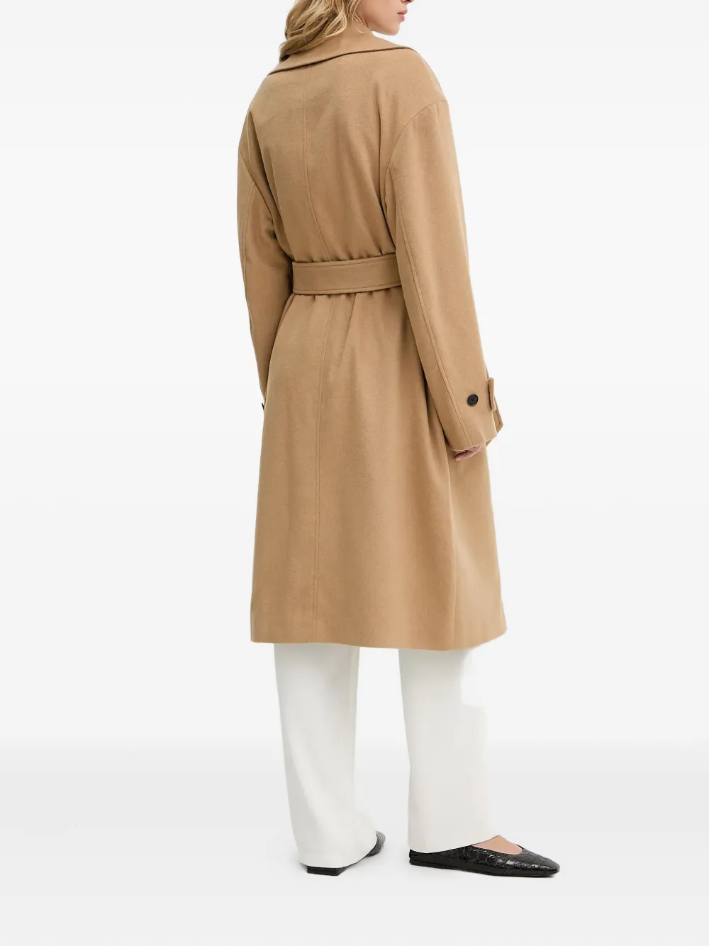 Karl Lagerfeld Jas met logoplakkaat en ceintuur Beige