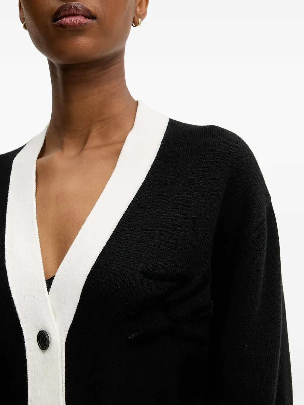 Karl Lagerfeld Vest met contrasterend vlak en logo Zwart