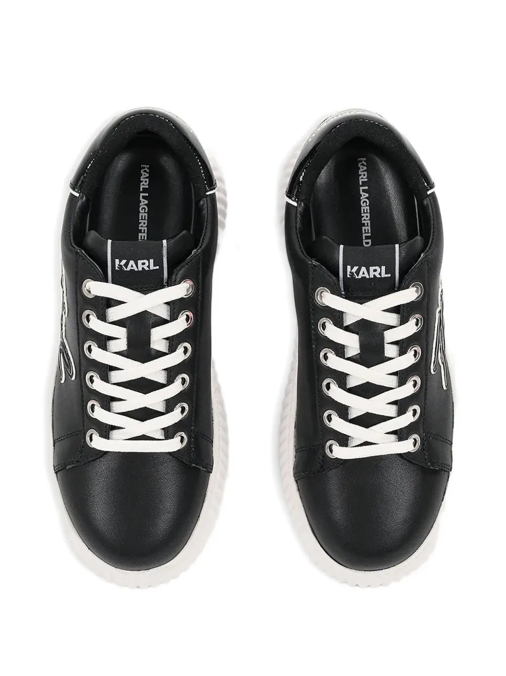 Karl Lagerfeld Embroidered-logo Platform Sneakers In Black