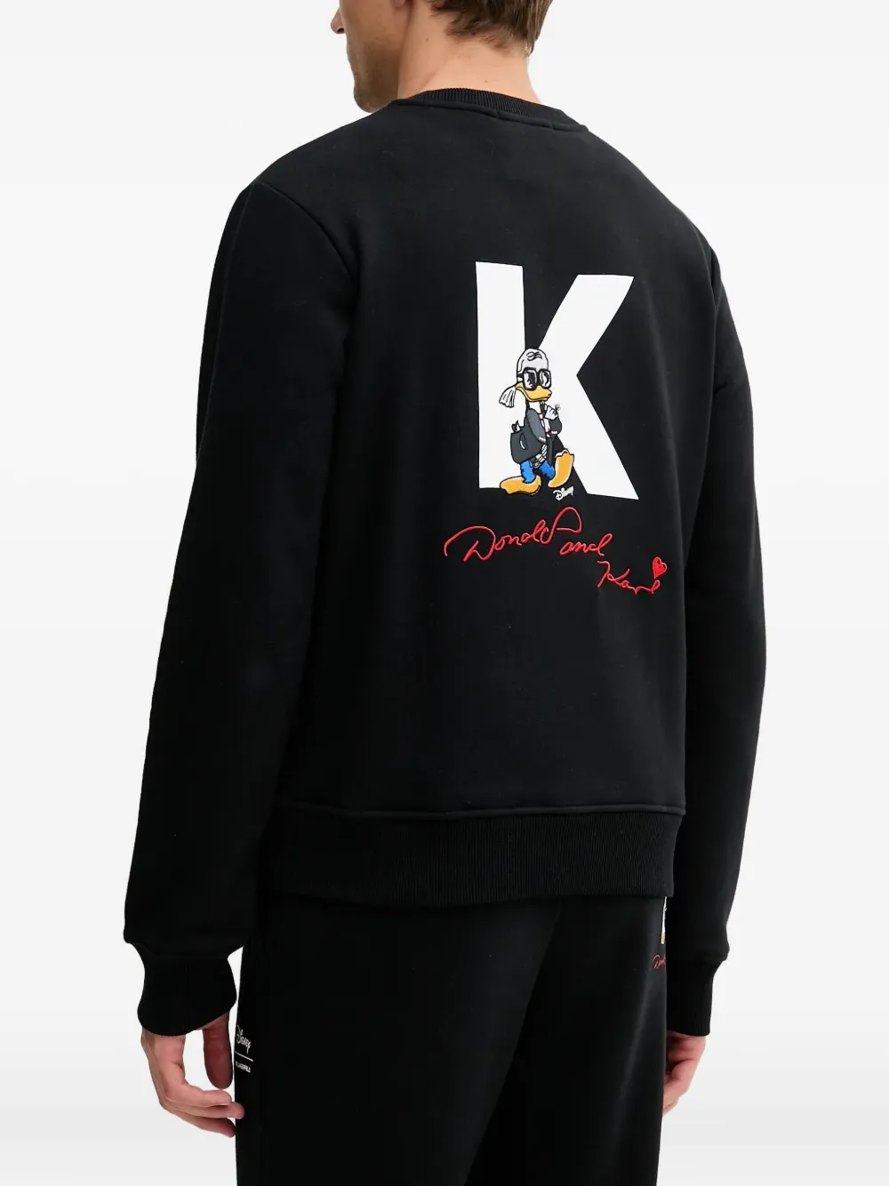 Karl Lagerfeld x Disney Donald Duck sweater met geborduurd logo Zwart