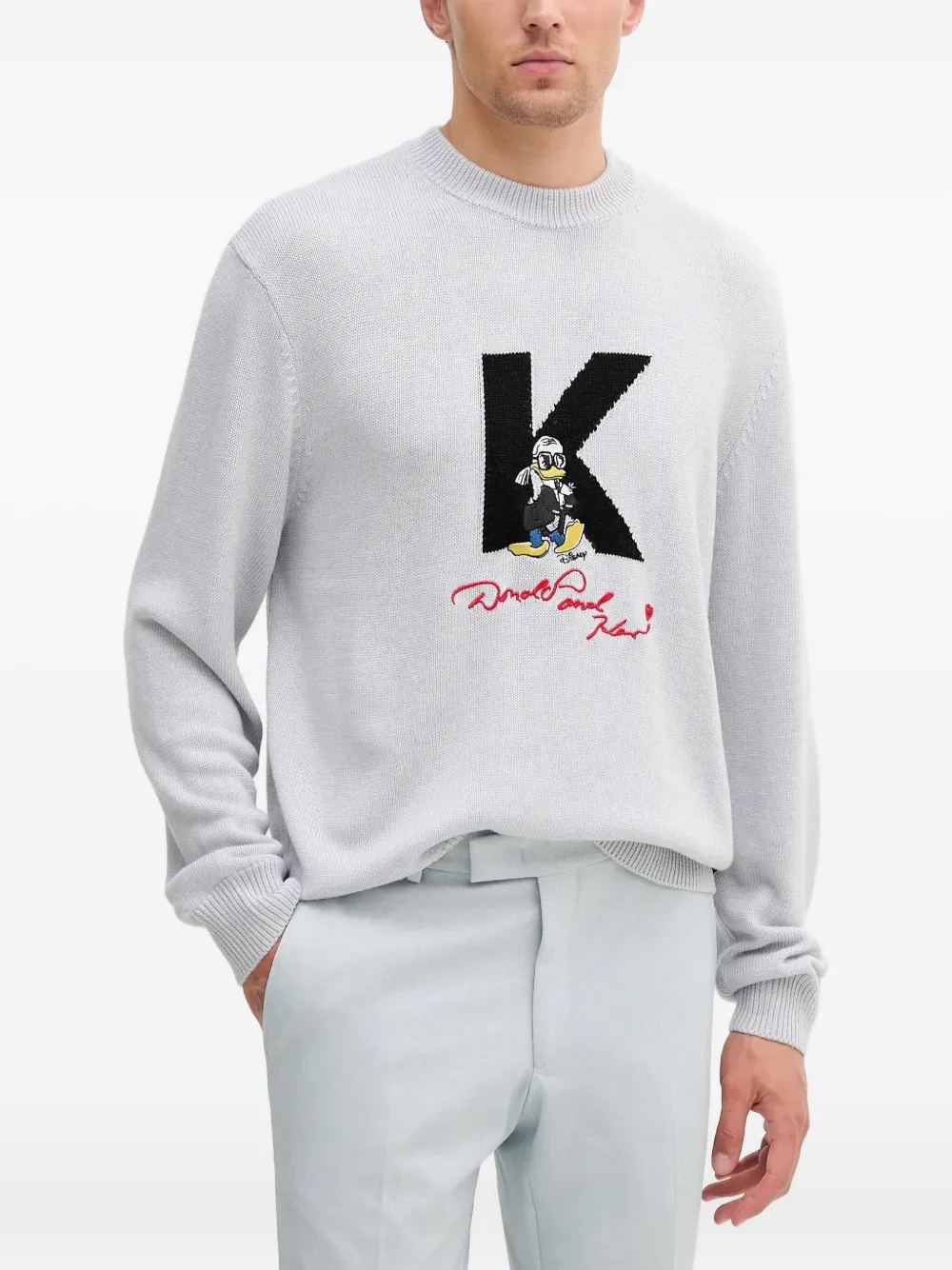 Karl Lagerfeld Sweater met borduurwerk en lange mouwen Grijs