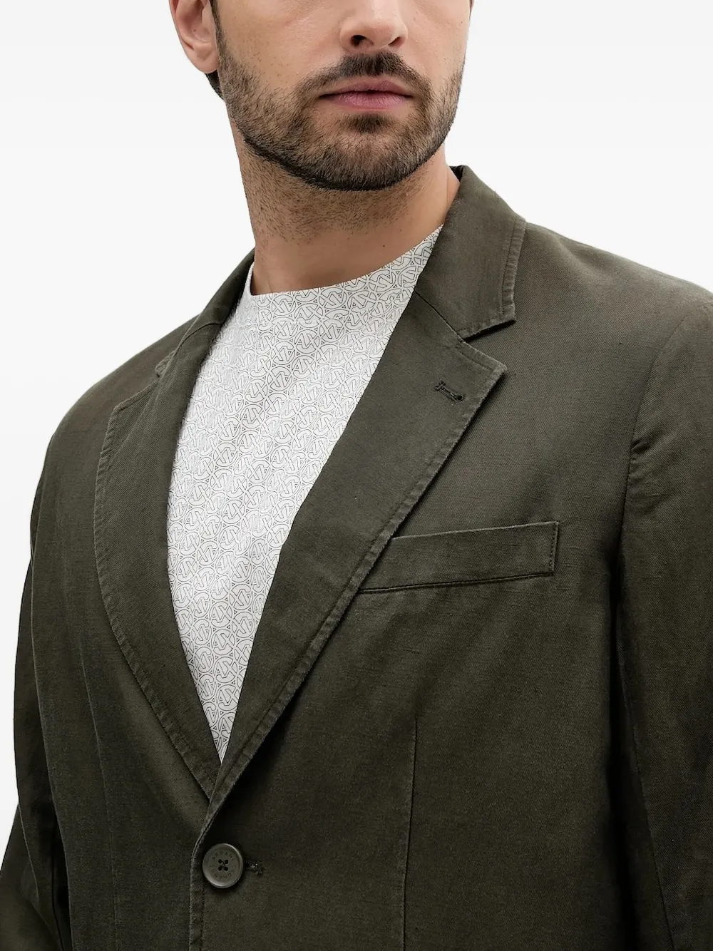 Armani Exchange single-breasted flap-pocket suit Groen