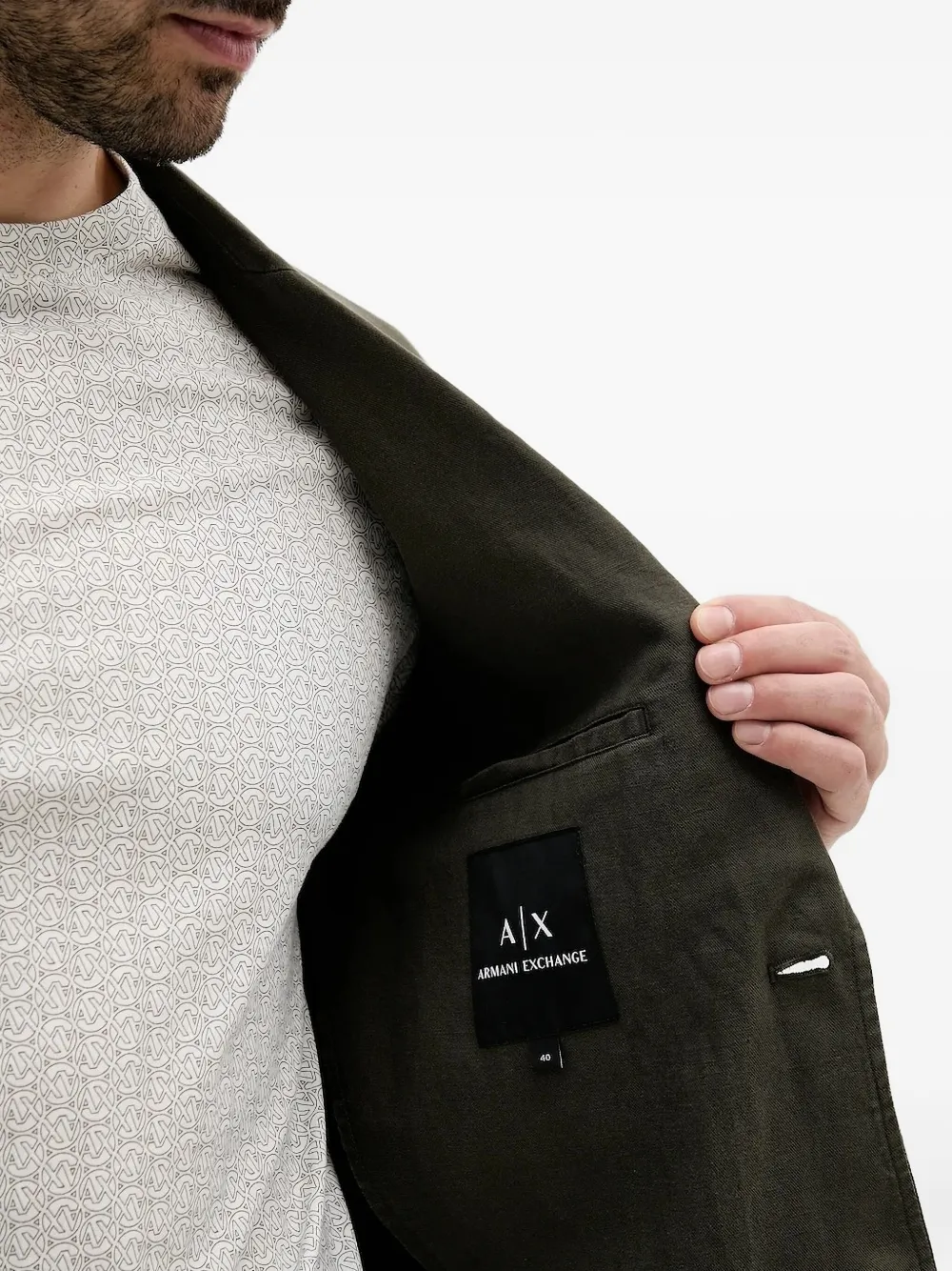 Armani Exchange single-breasted flap-pocket suit Groen