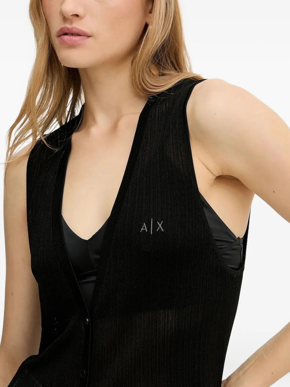 Armani Exchange Geplooid mouwloos vest Zwart