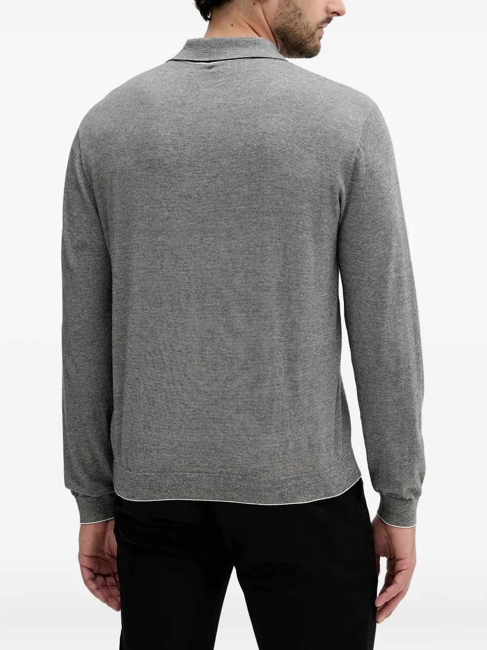 Armani Exchange long-sleeve polo shirt - Zwart