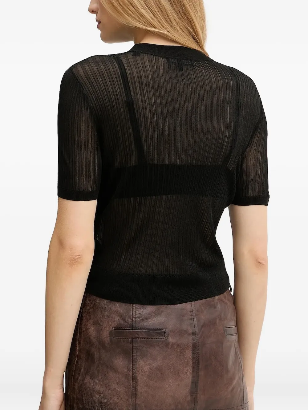 Armani Exchange ribbed t-shirt Zwart