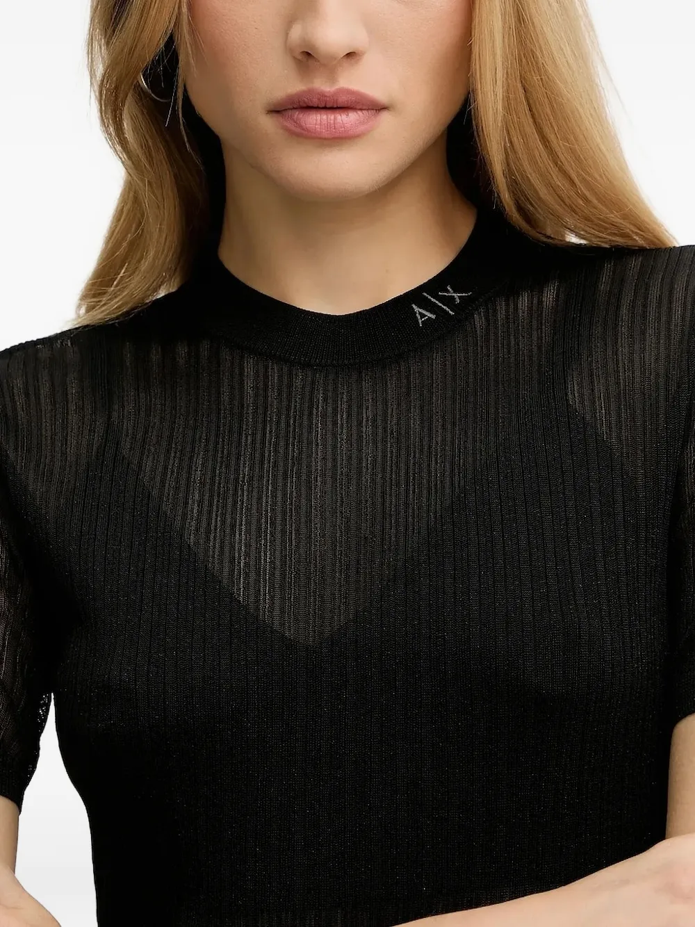 Armani Exchange ribbed t-shirt Zwart