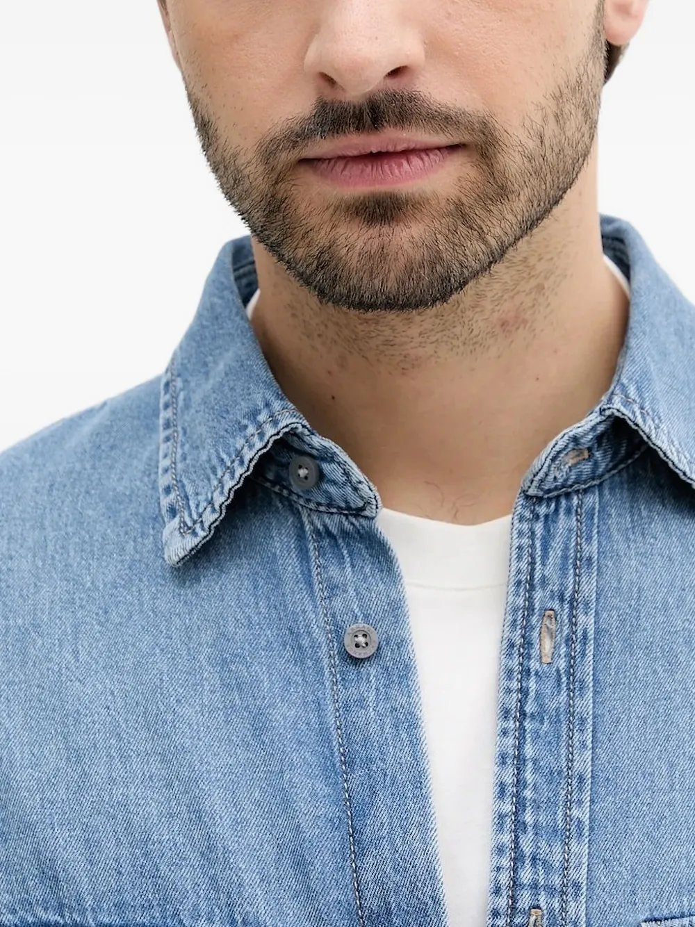 Armani Exchange flap-pocket denim shirt Blauw