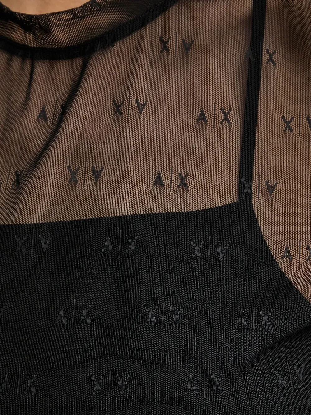 Armani Exchange Logo-pattern Mesh T-shirt In Black