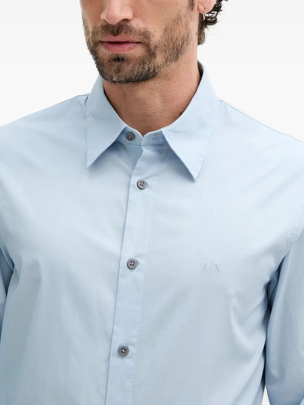 Armani Exchange embroidered-logo shirt Blauw