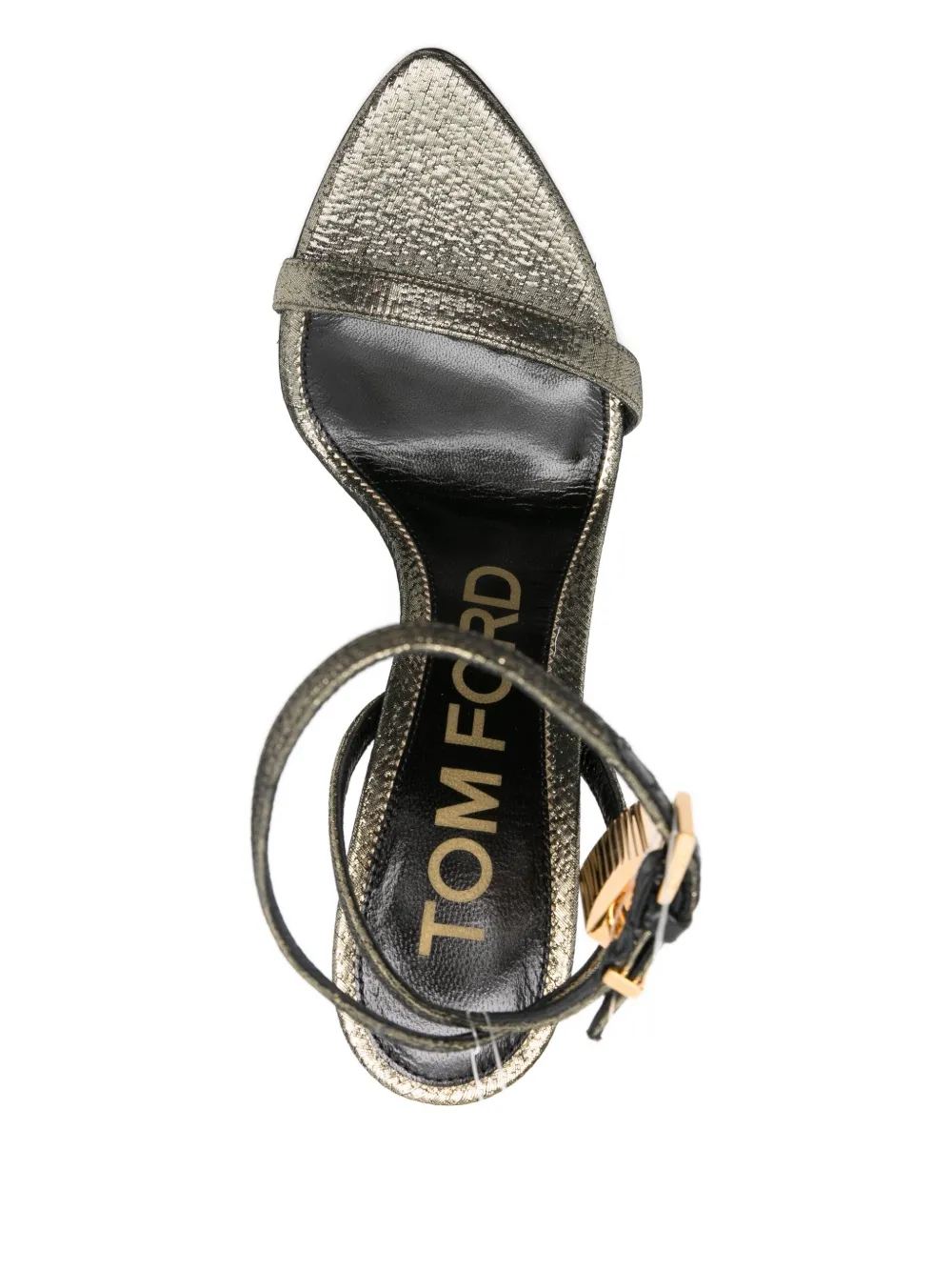 TOM FORD 115mm padlock stiletto heeled sandals Gold