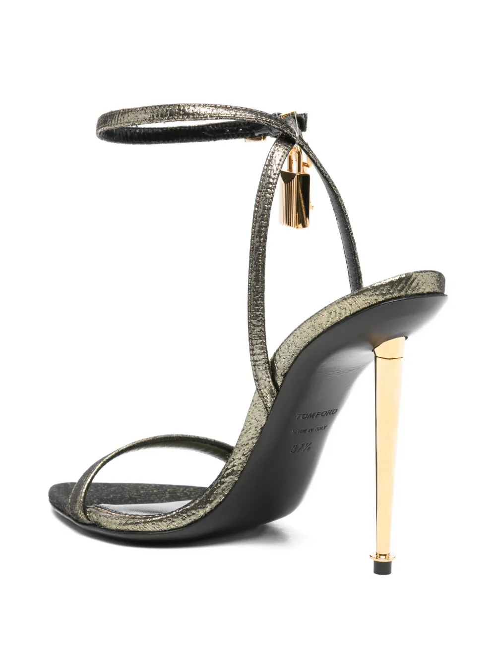 TOM FORD 115mm padlock stiletto heeled sandals Gold