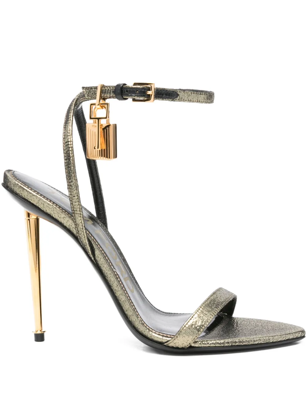 TOM FORD 115mm padlock stiletto heeled sandals Gold