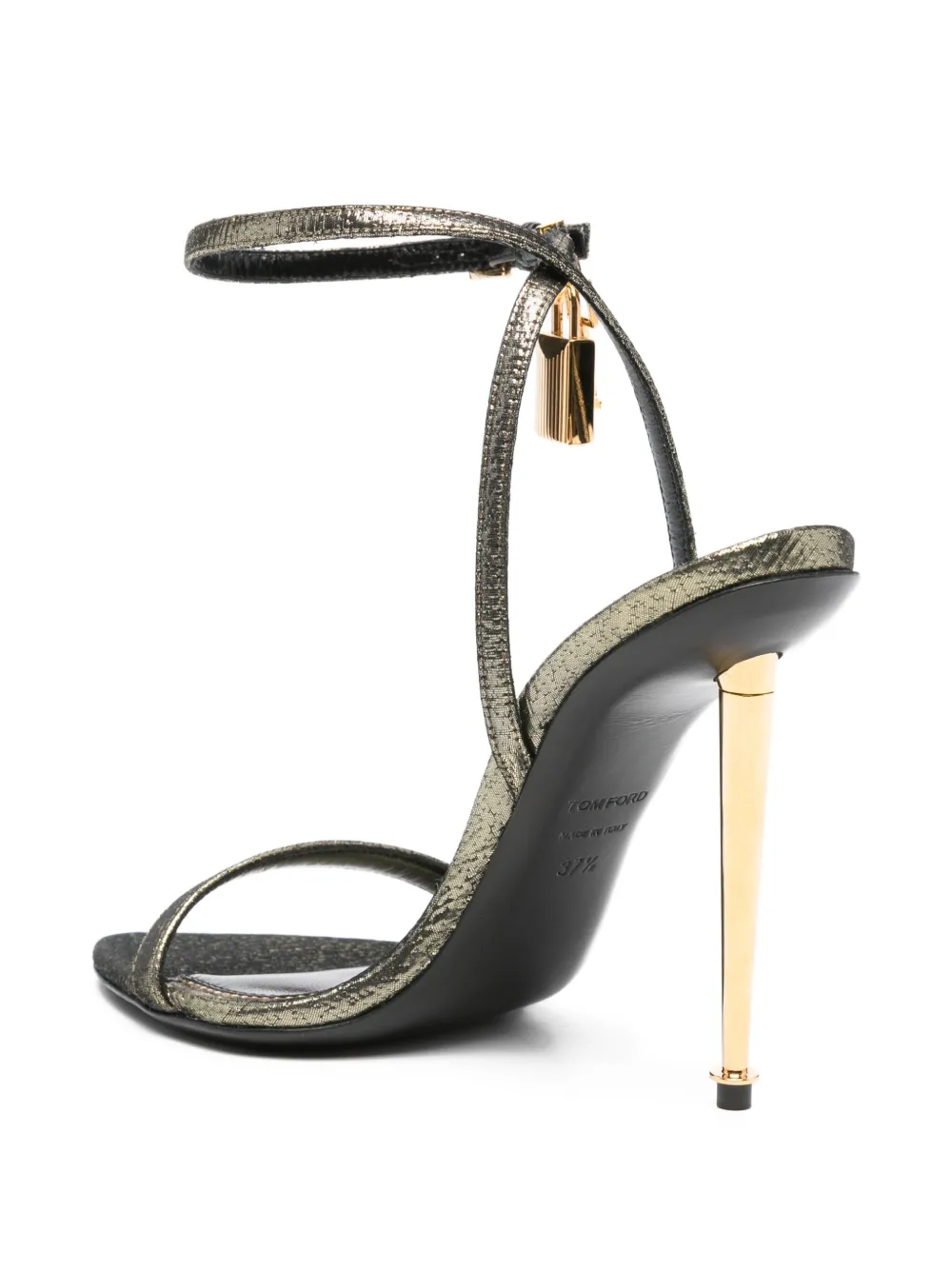 TOM FORD 115 mm sandalen met stilettohak en hangslot Goud
