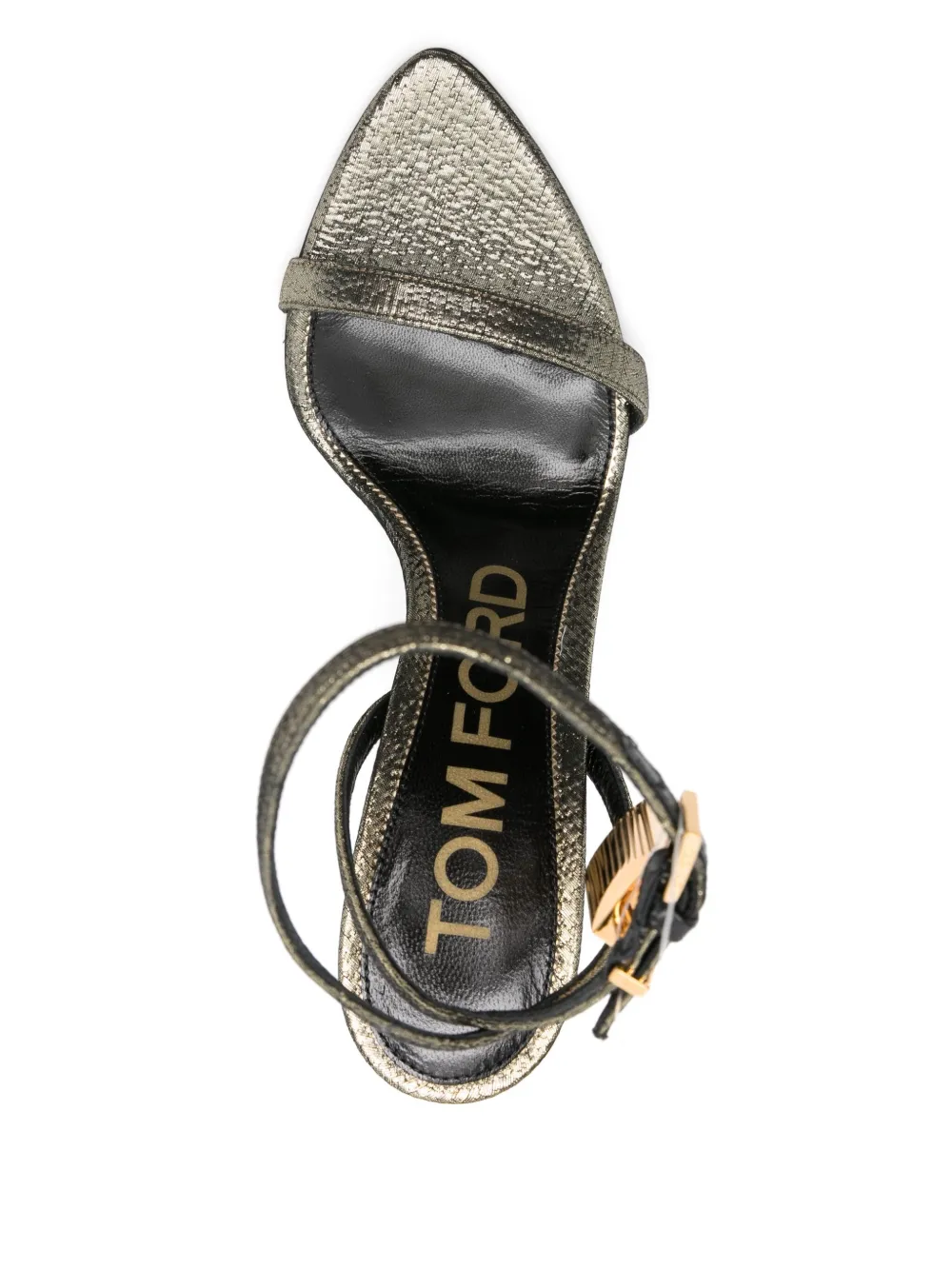 TOM FORD 115 mm sandalen met stilettohak en hangslot Goud