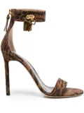 TOM FORD 105mm padlock-detail leopard-print sandals - Brown