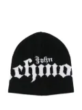 John Richmond logo-intarsia wool beanie - Black