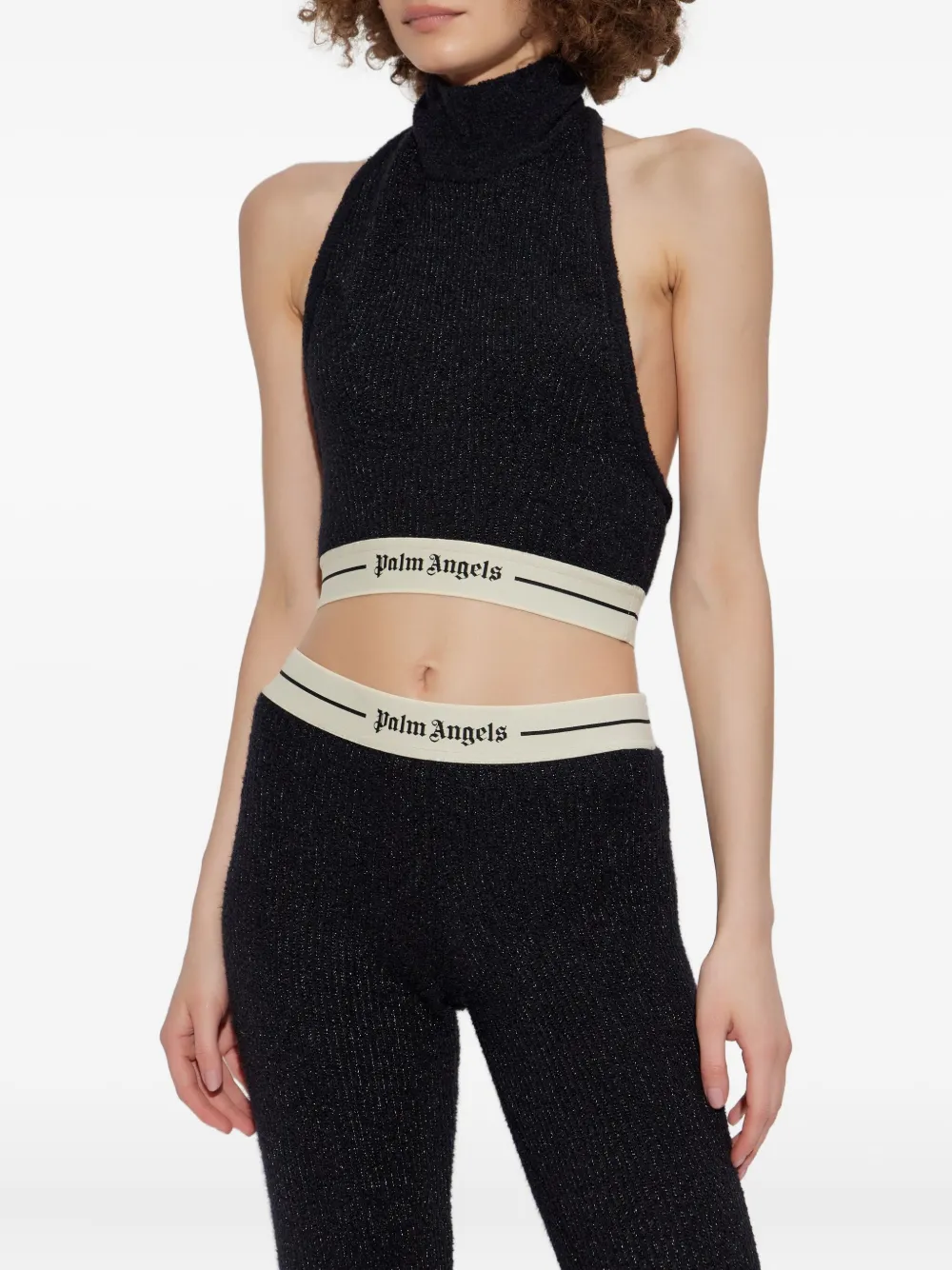 Palm Angels Geribbelde haltertop Zwart
