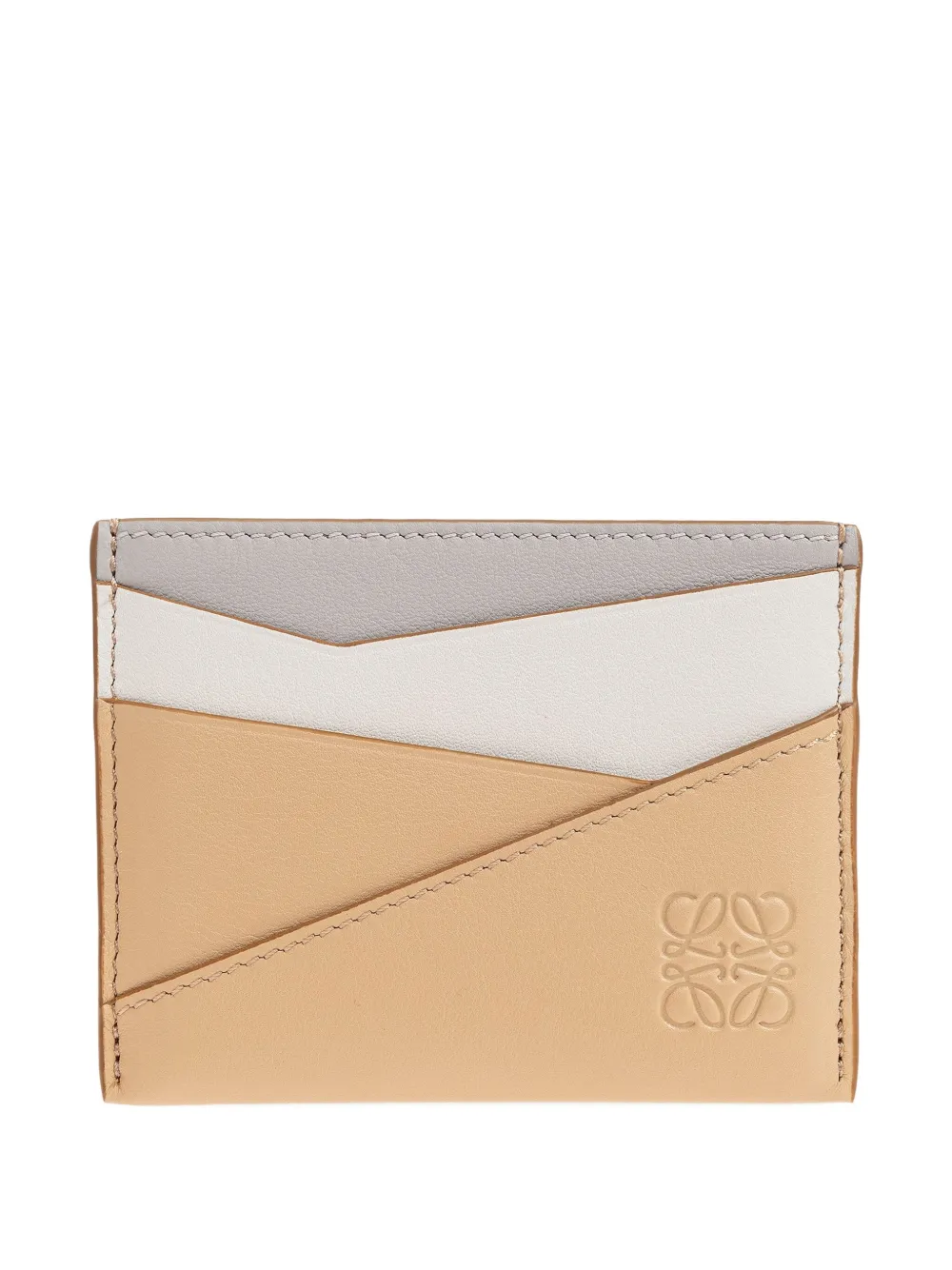 Loewe Puzzle Leather Panelled Wallet In Neutral