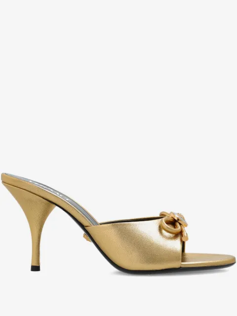 Versace Opera bow metallic mules 85mm