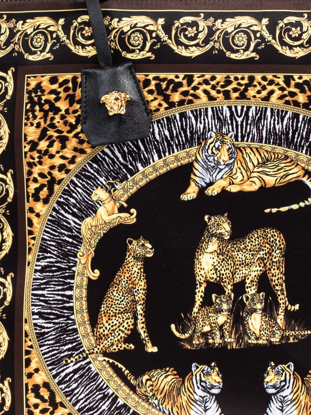 Versace Barok shopper met dierenprint Zwart