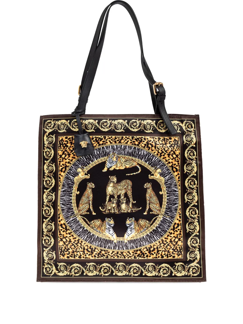 Versace Barok shopper met dierenprint Zwart