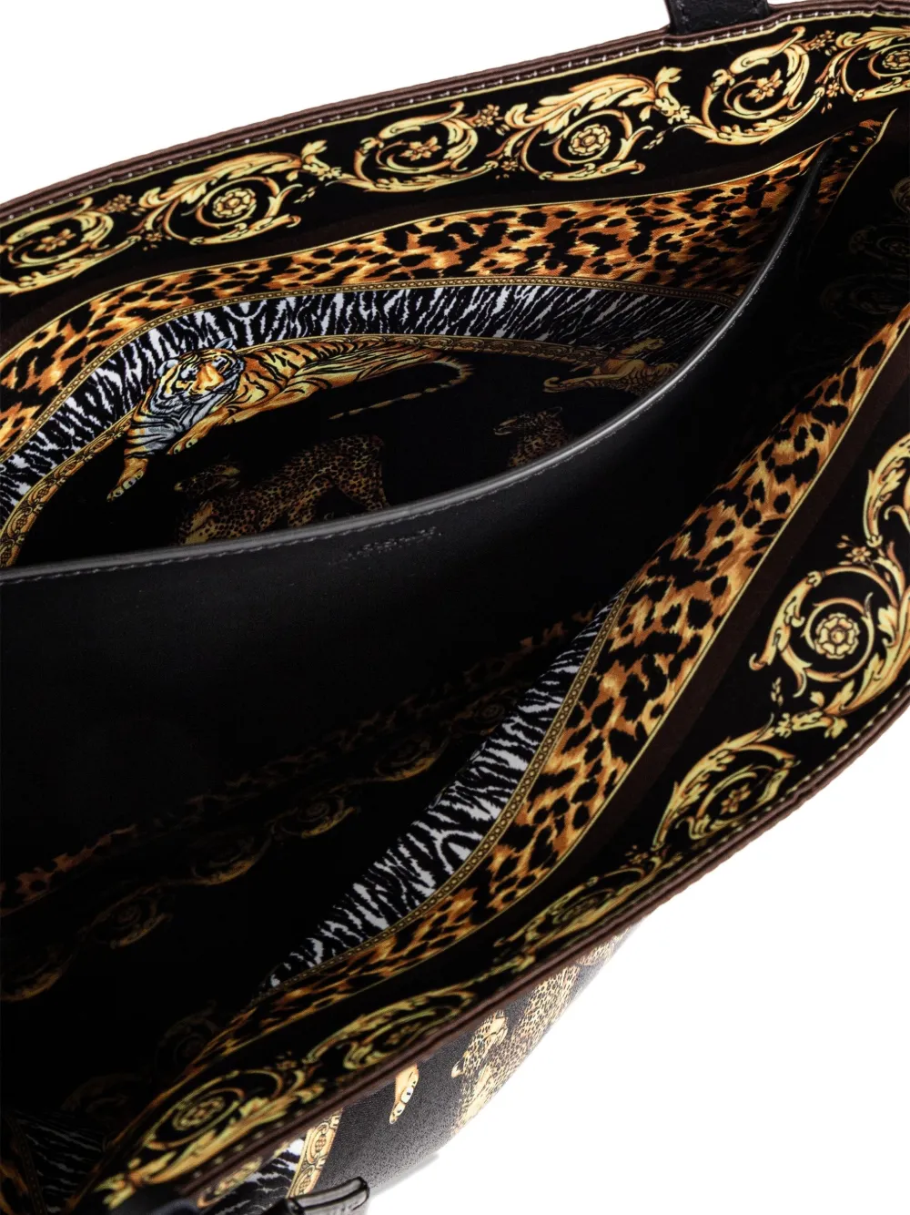 Versace Barok shopper met dierenprint Zwart