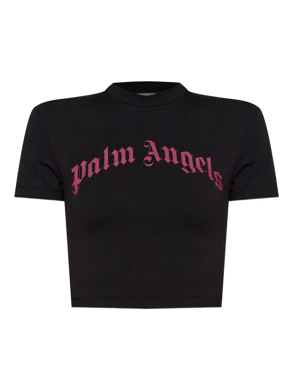 Palm Angels logo-print cropped T-shirt Zwart