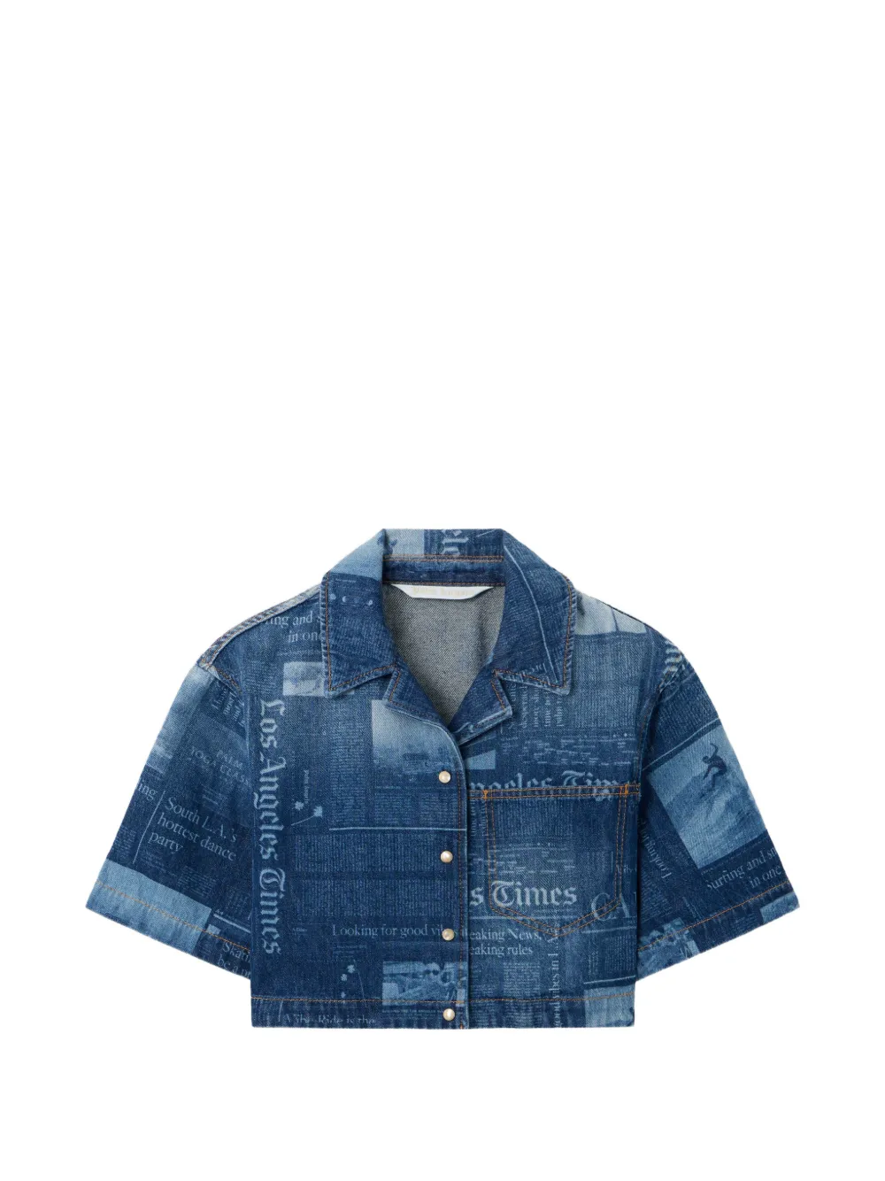 Palm Angels Cropped top met print Blauw