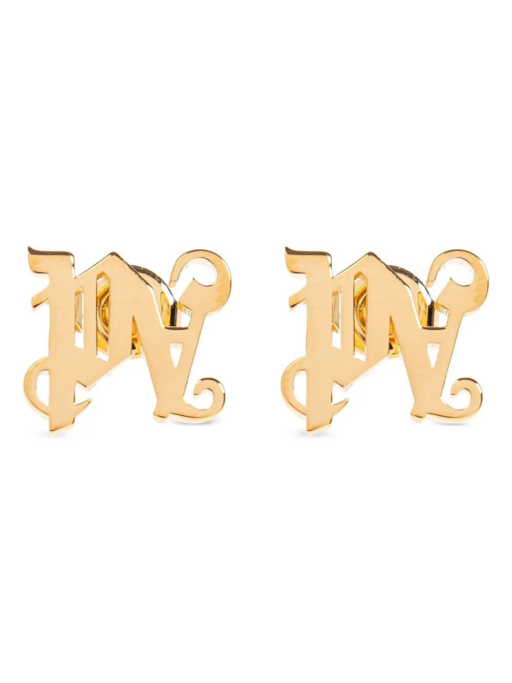 Palm Angels monogram gothic-initial stud earrings - Oro