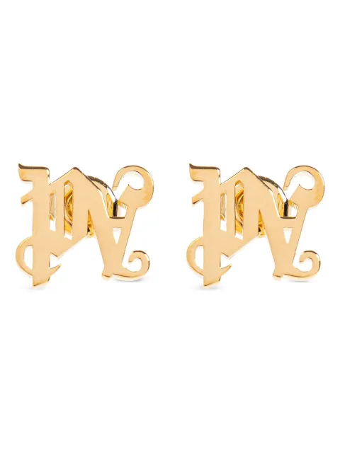 Palm Angels monogram gothic-initial stud earrings