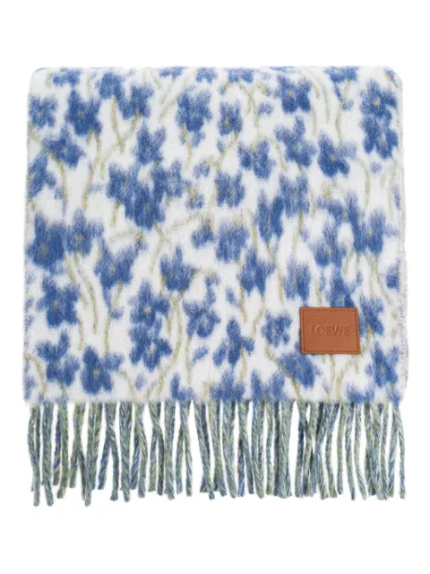 LOEWE floral-print fringed scarf