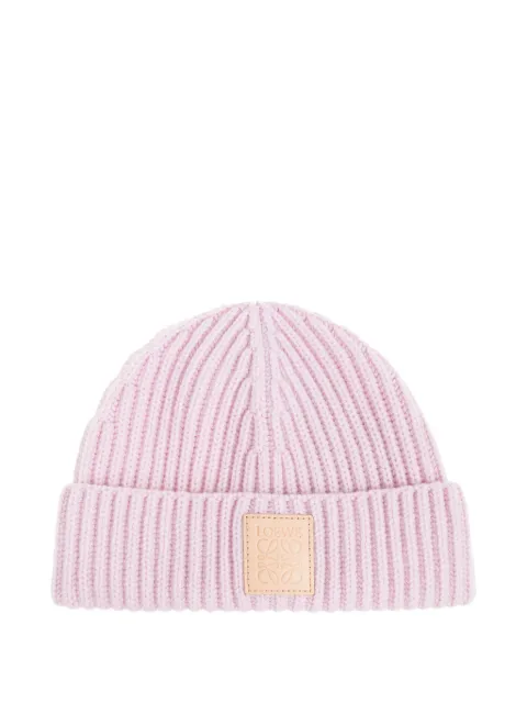 LOEWE ribbed logo-plaque beanie