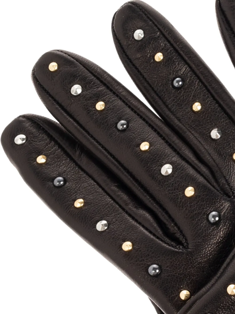 Versace Leren handschoenen met studs Zwart