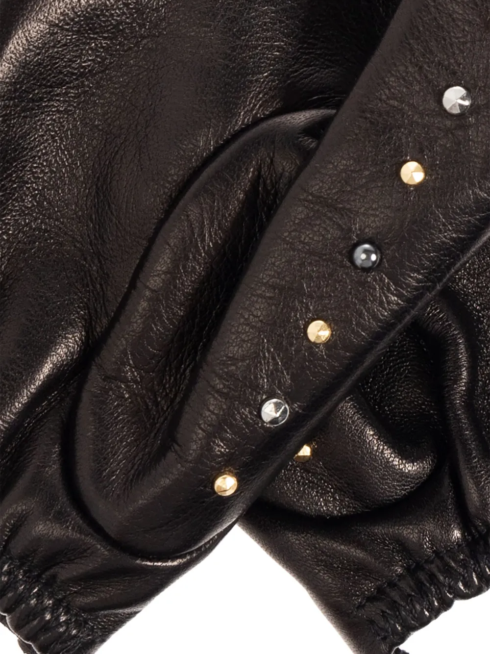 Versace Leren handschoenen met studs Zwart