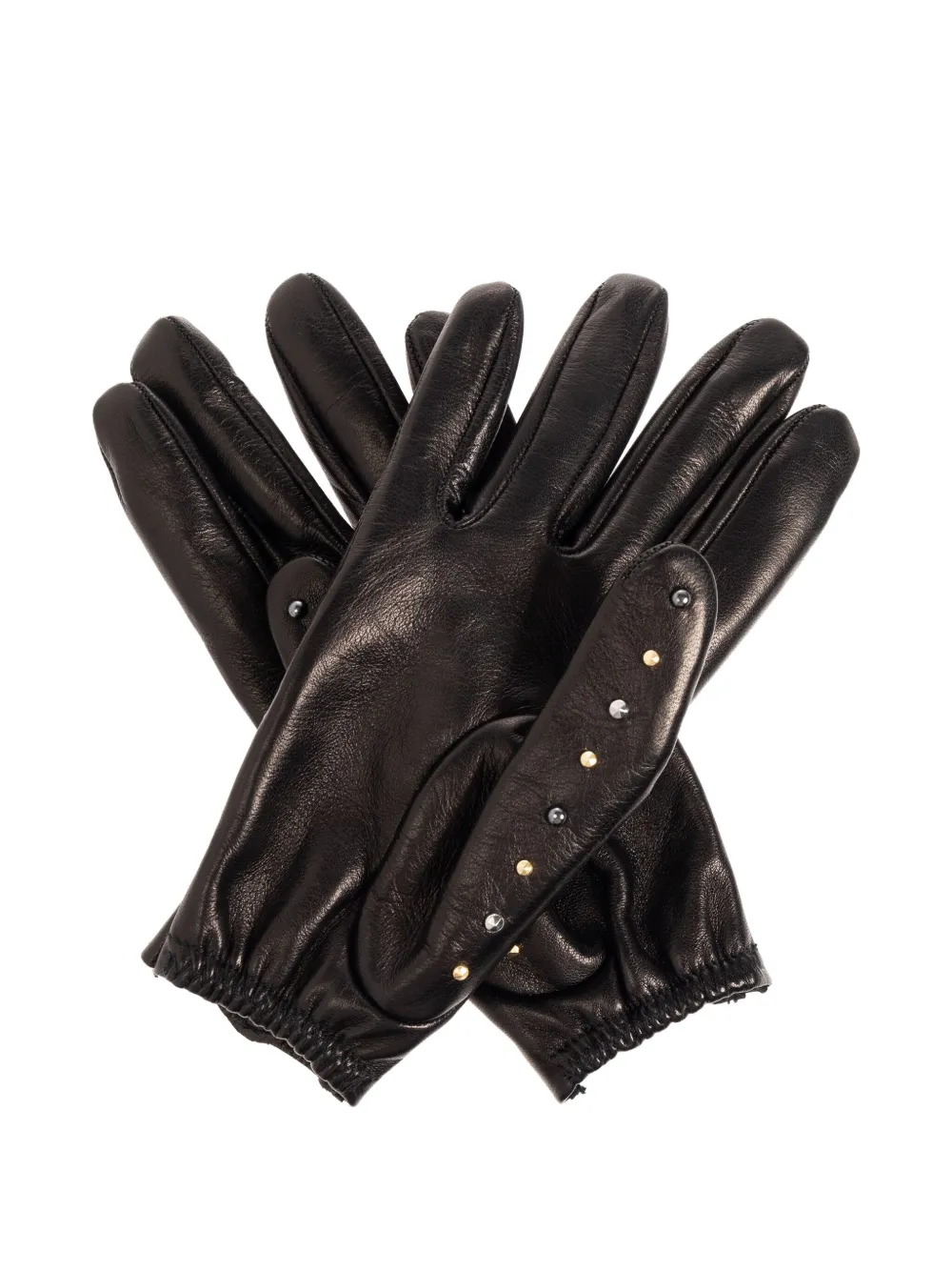 Versace Leren handschoenen met studs Zwart