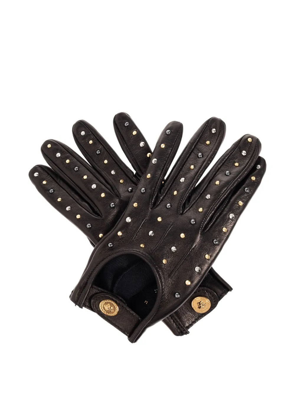 Versace Leren handschoenen met studs - Zwart