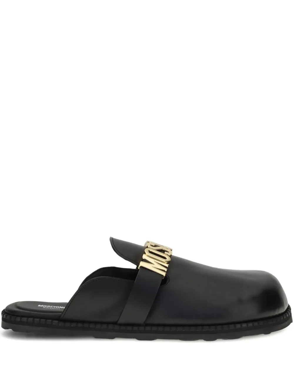 Moschino logo-plaque slip-on mules Black