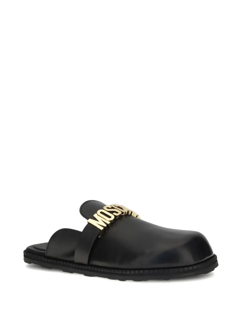 Moschino logo-plaque slip-on mules Black