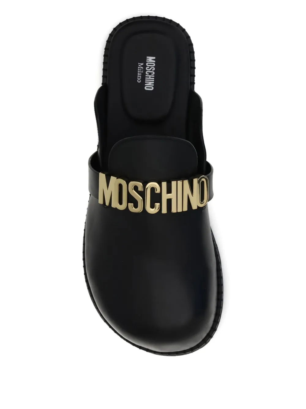 Moschino logo-plaque slip-on mules Black