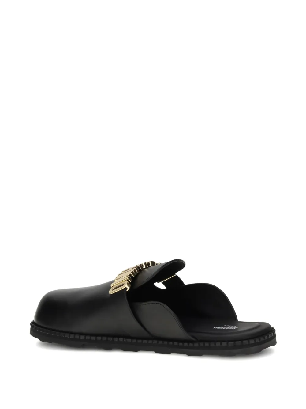 Moschino logo-plaque slip-on mules Black