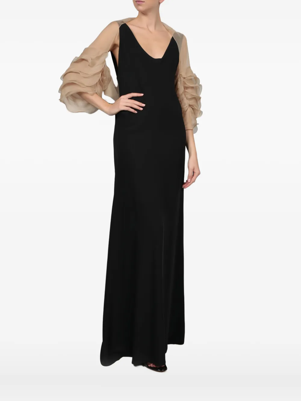 Valentino Ruffled-sleeve Jacket In Nude