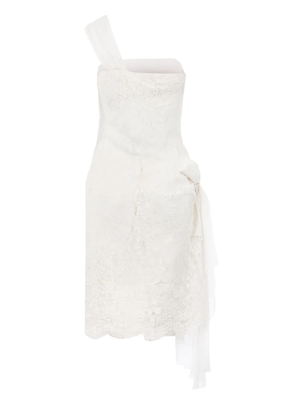 Valentino Garavani floral lace one-shoulder midi dress Wit
