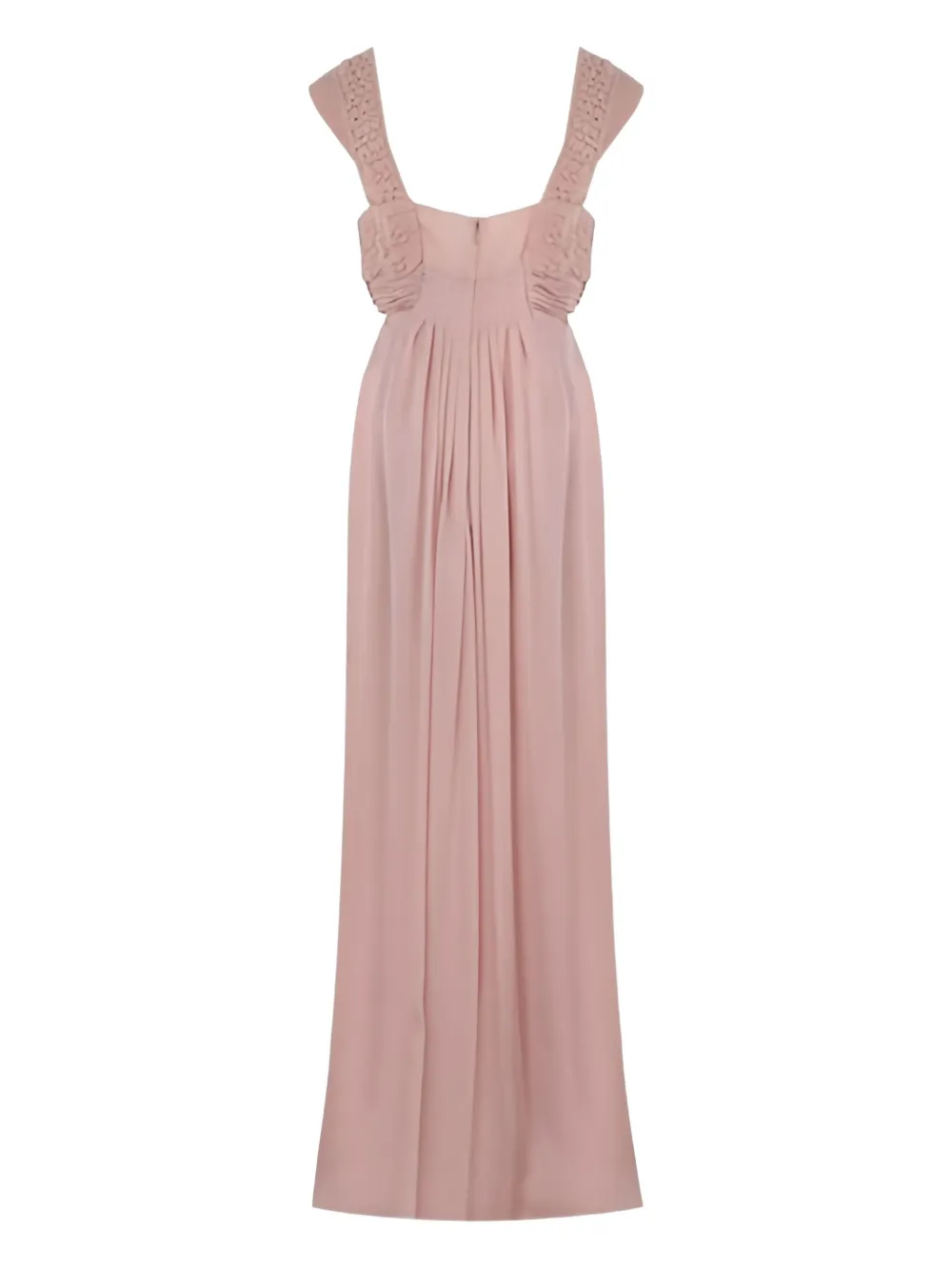 Valentino Garavani embroidered frill maxi dress Roze